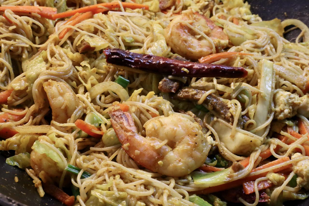 Mei Fun Noodles are our favourite Chinese takeout recipe featuring shrimp and roast pork.