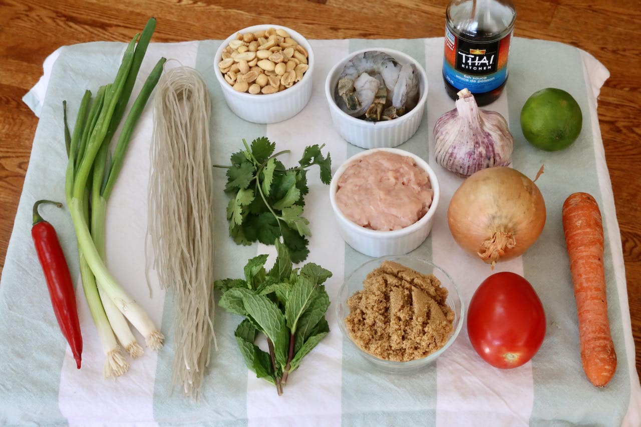 Yum Woon Sen Thai Glass Noodle Salad recipe ingredients. 