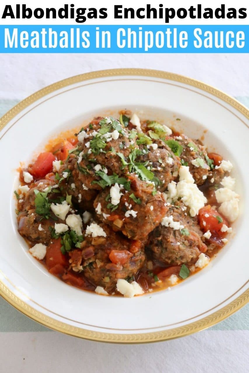 Save our Albondigas al Chipotle Mexican Meatballs recipe to Pinterest!