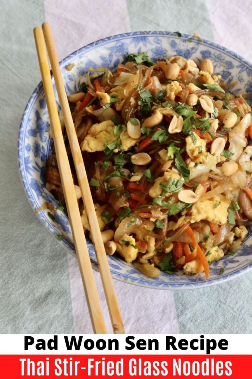 Save our homemade Thai Glass Noodle Stir Fry Pad Woon Sen recipe to Pinterest!
