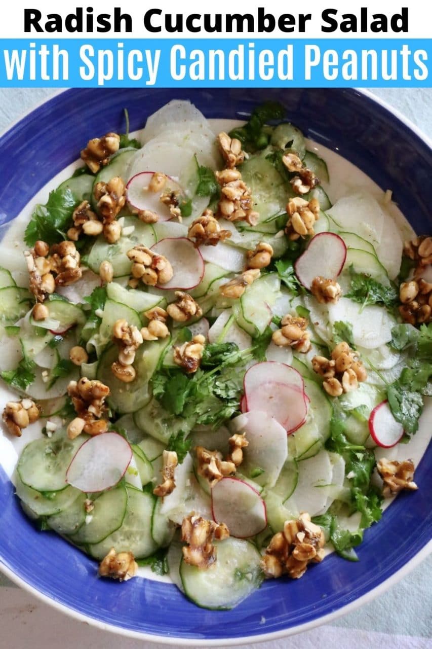 Save our Mexican Vegan Radish Cucumber Salad with Chipotle Peanuts recipe to Pinterest!