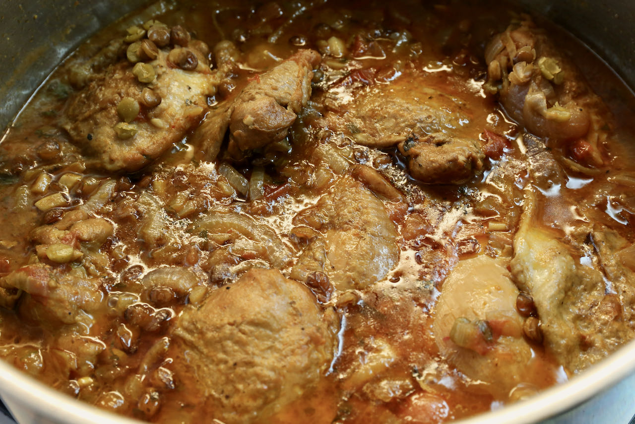 Cook Moroccan Chicken Lentil Stew for 2 hours until tender. 