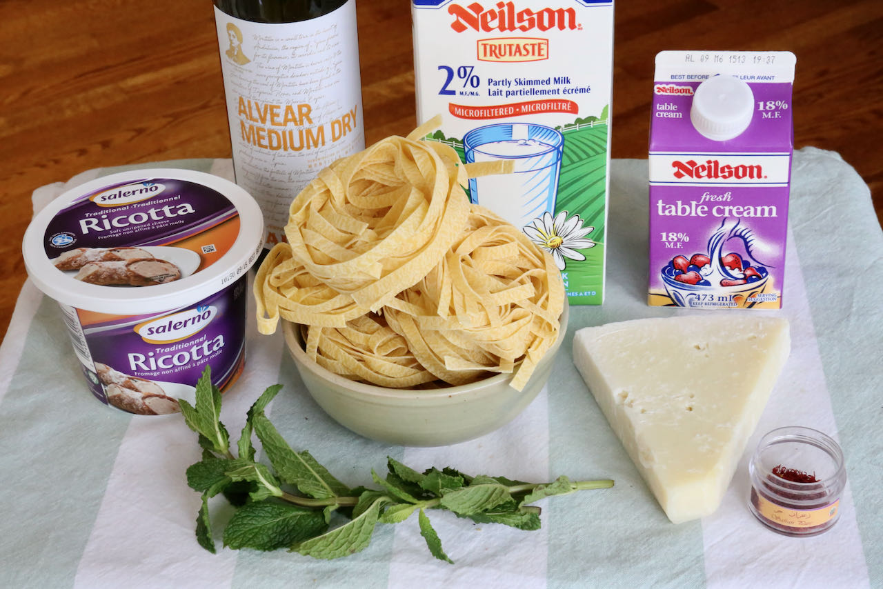 Homemade Saffron Tagliatelle Pasta recipe ingredients. 