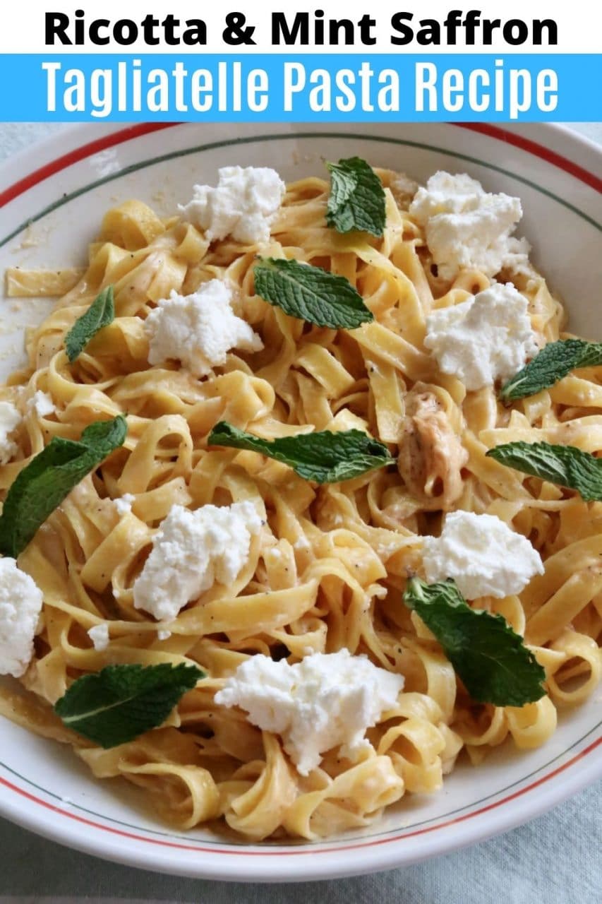 Save our Vegetarian Saffron Tagliatelle Pasta recipe to Pinterest!