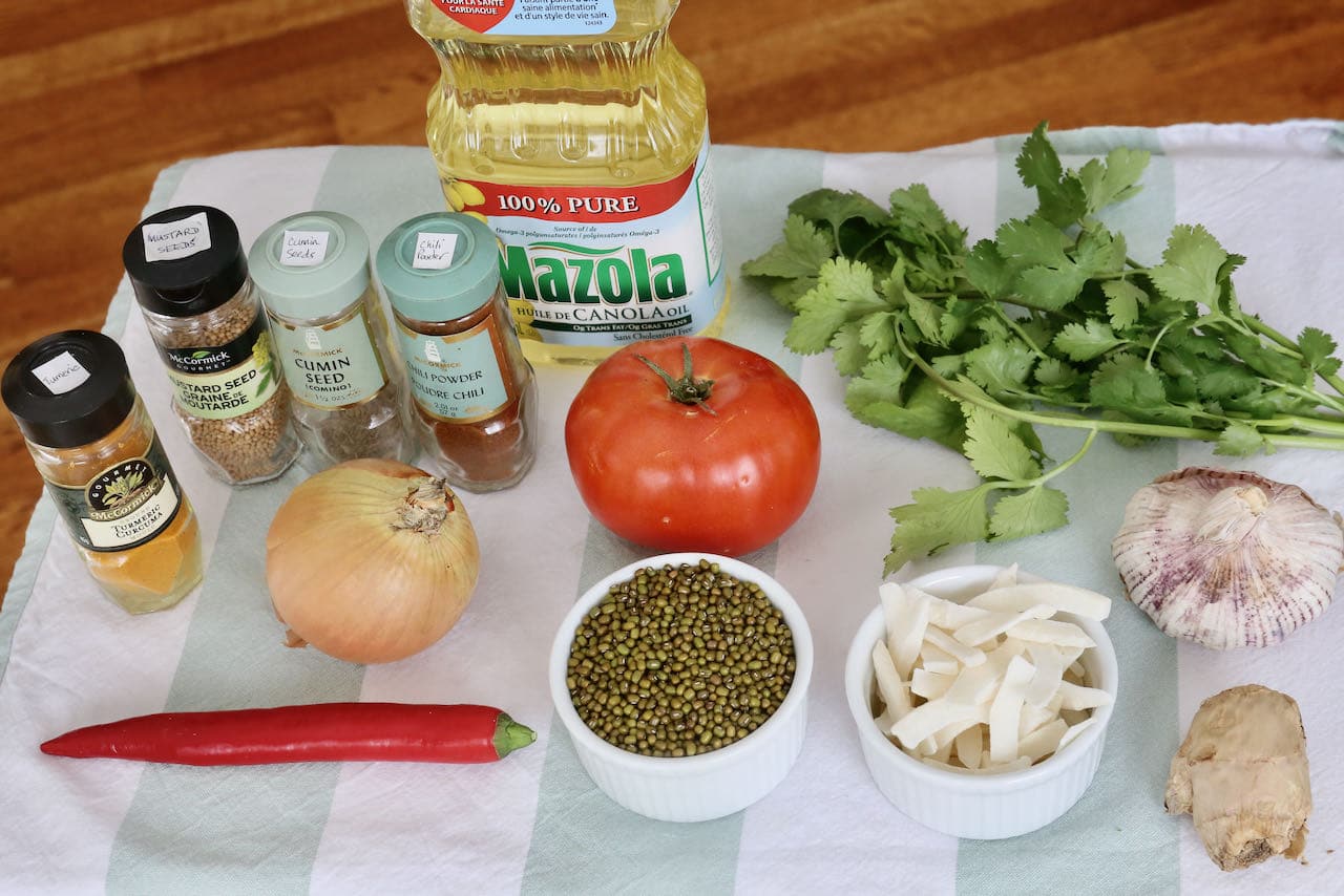 Healthy Vegan Sprouted Mung Bean Salad recipe ingredients.