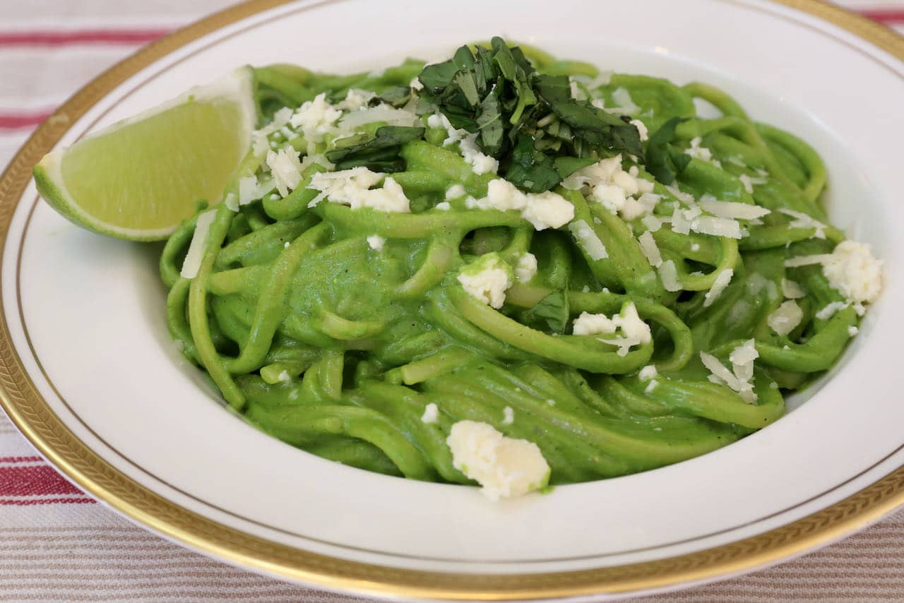Vegetarians can enjoy Peruvian Green Spaghetti as a main course for lunch or dinner.