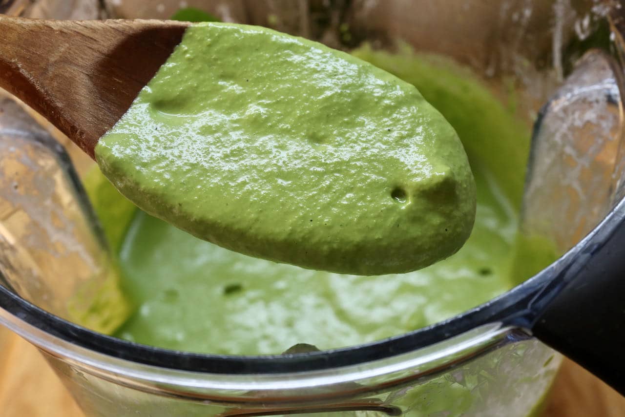 Use a blender or food processor to produce a smooth, bright green Peruvian Pesto sauce.