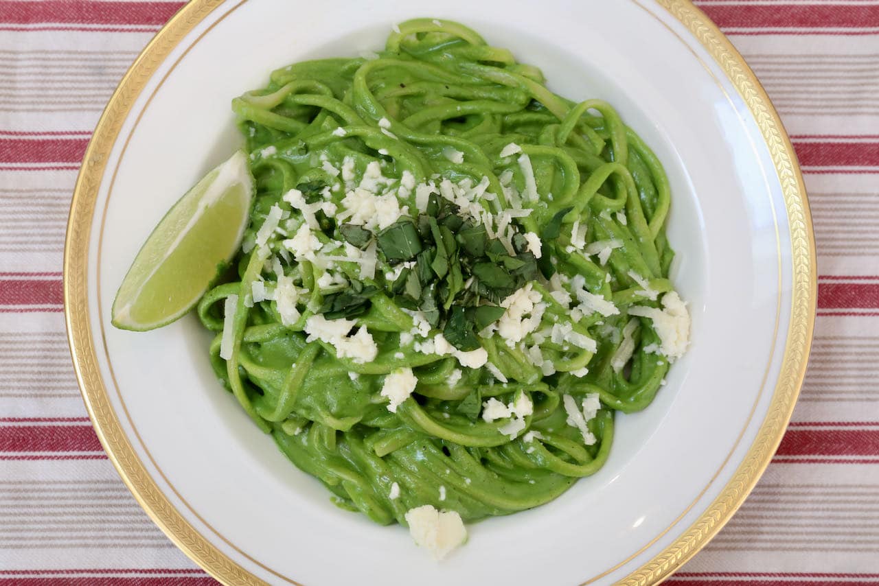 Serve Tallarines Verdes in the summer with grilled steaks or barbecued prawns.