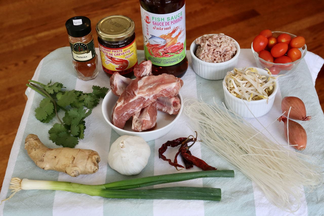 Thai Pork Rib Soup ingredients.