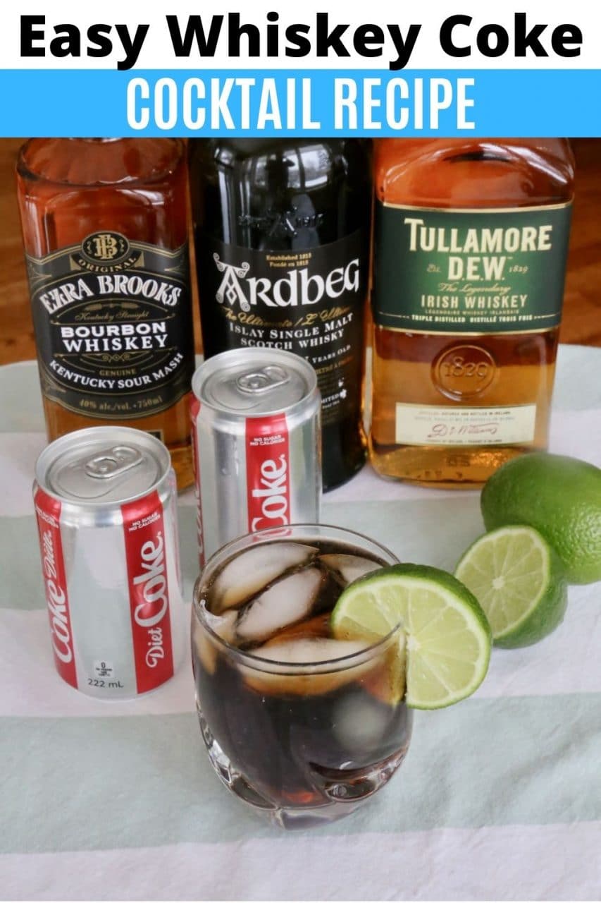 Save our easy Whiskey and Coke Cocktail recipe to Pinterest!