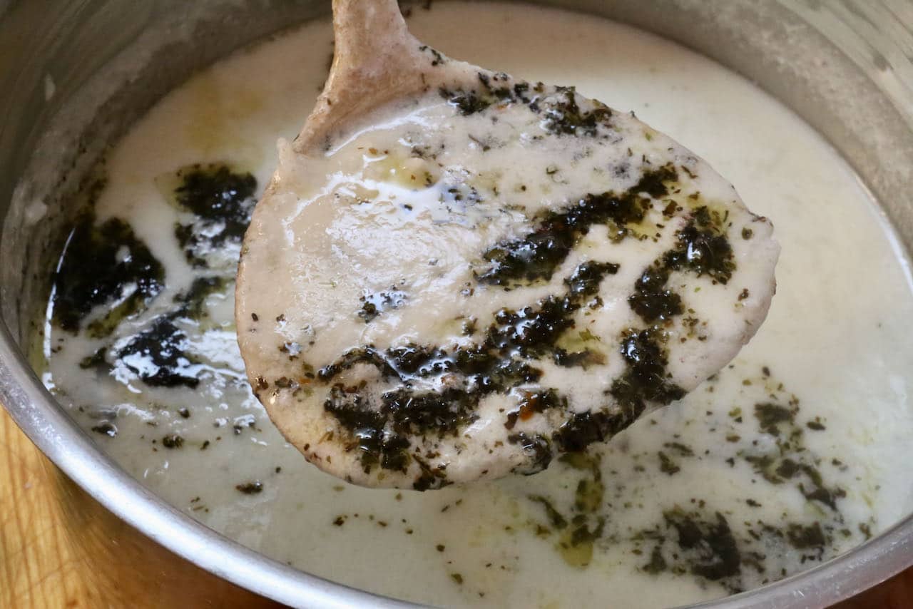Traditional Turkish Mint Yogurt Soup is a creamy and hearty lunch idea for vegetarians.