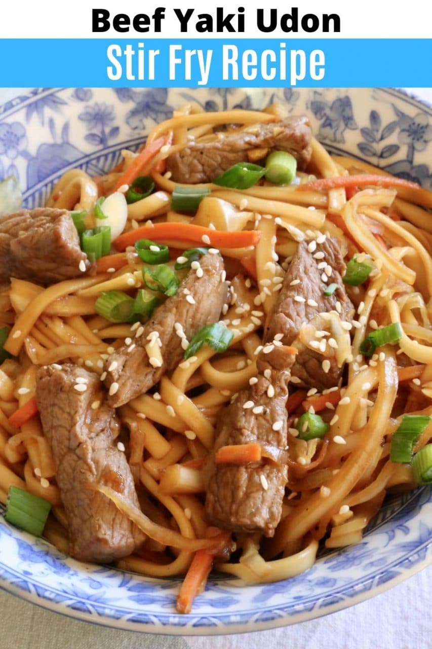 Save our Japanese Beef Yaki Udon Noodle Stir Fry recipe to Pinterest!