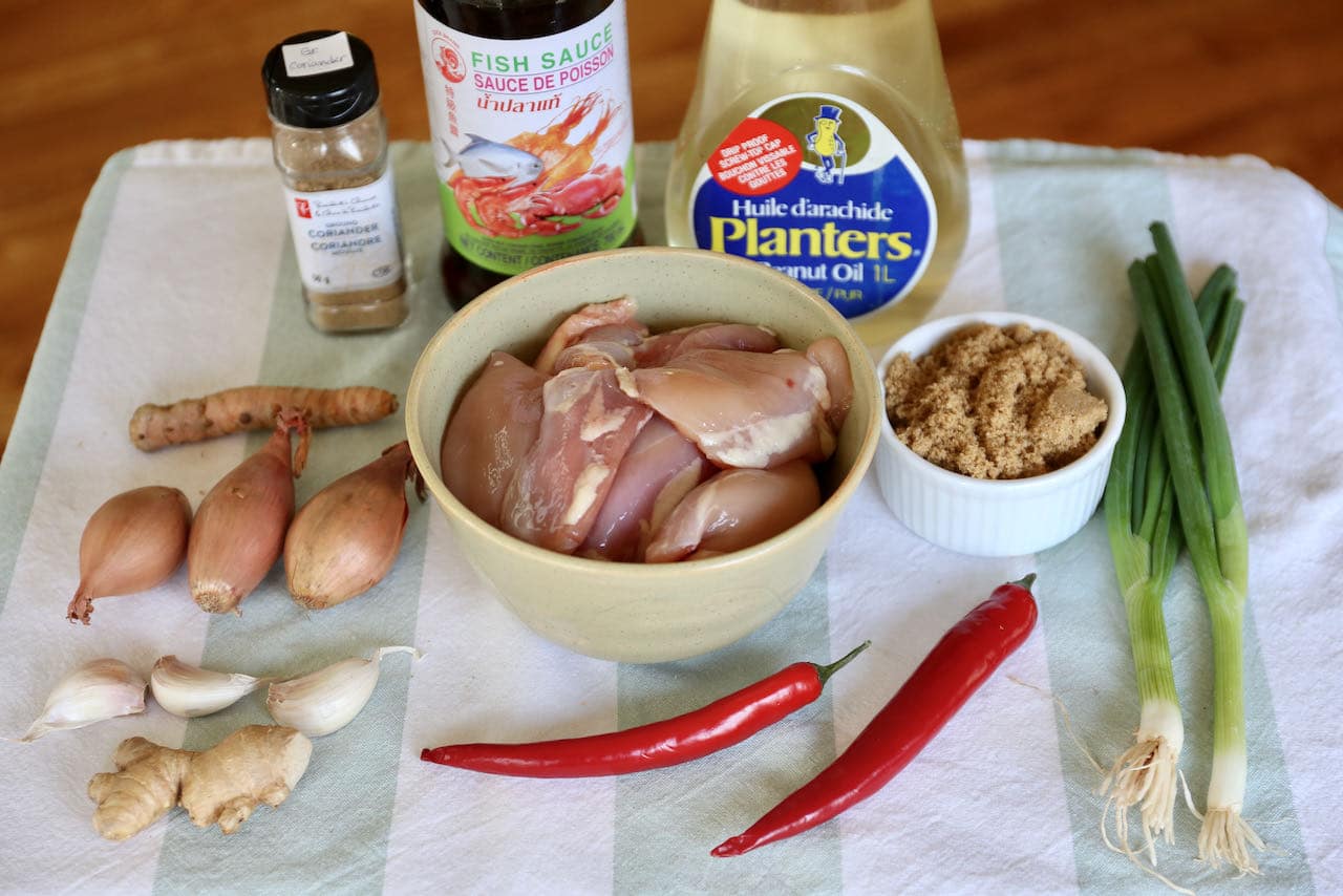 Traditional Burmese Chicken Curry recipe ingredients. 