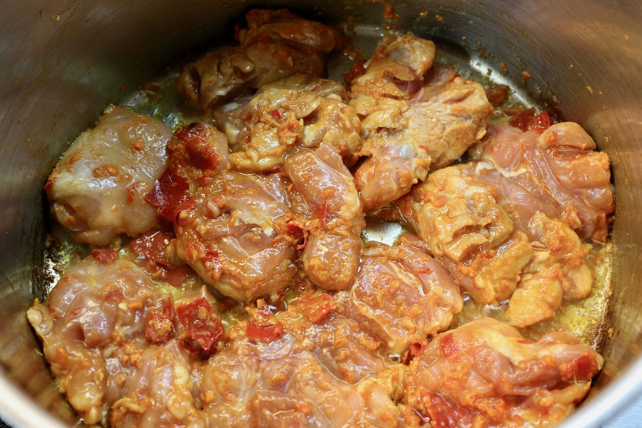 Cook our easy Burmese Chicken recipe in a large pot on the stove.