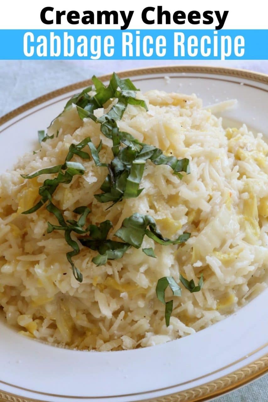 Save our Cheesy Vegetarian Cabbage with Rice Recipe to Pinterest!