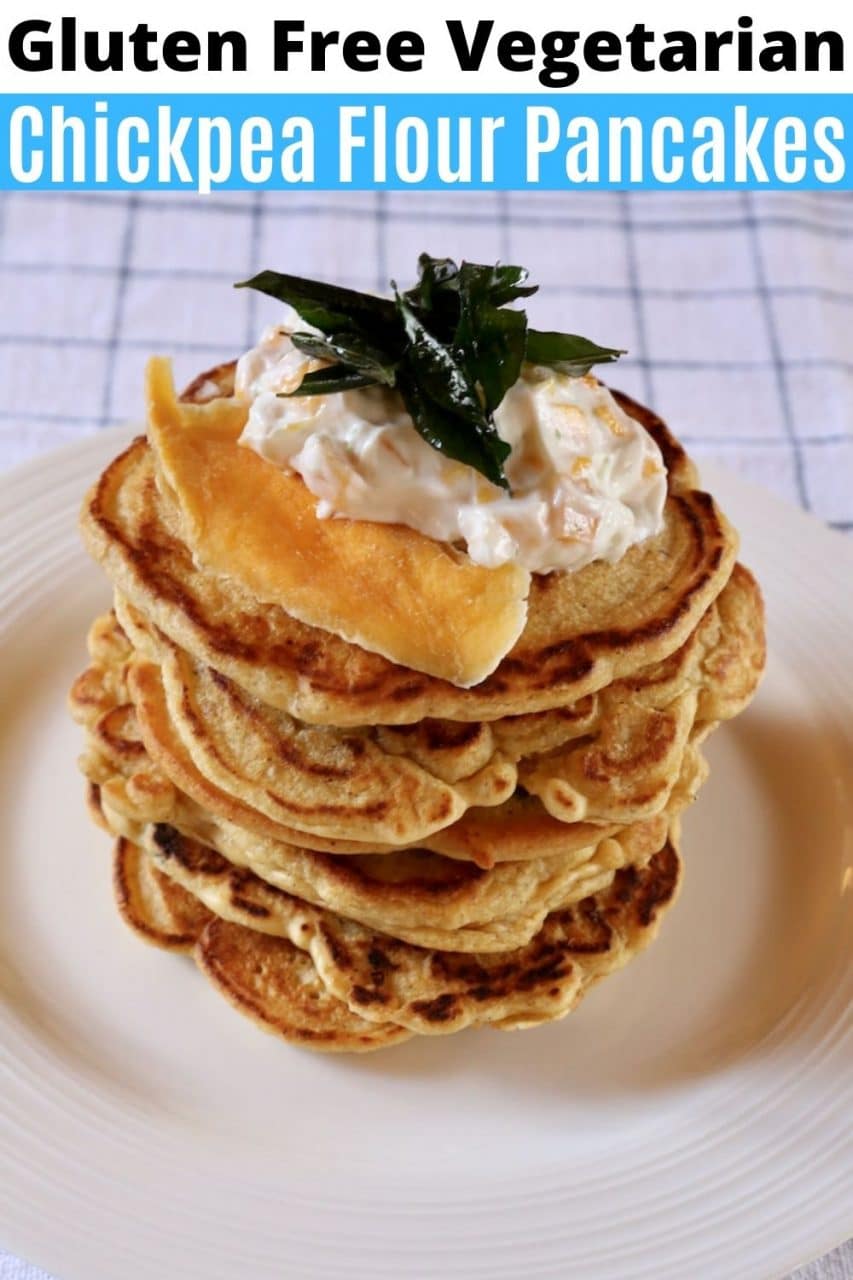 Save our healthy Gluten Free Indian Chickpea Flour Pancakes recipe to Pinterest!