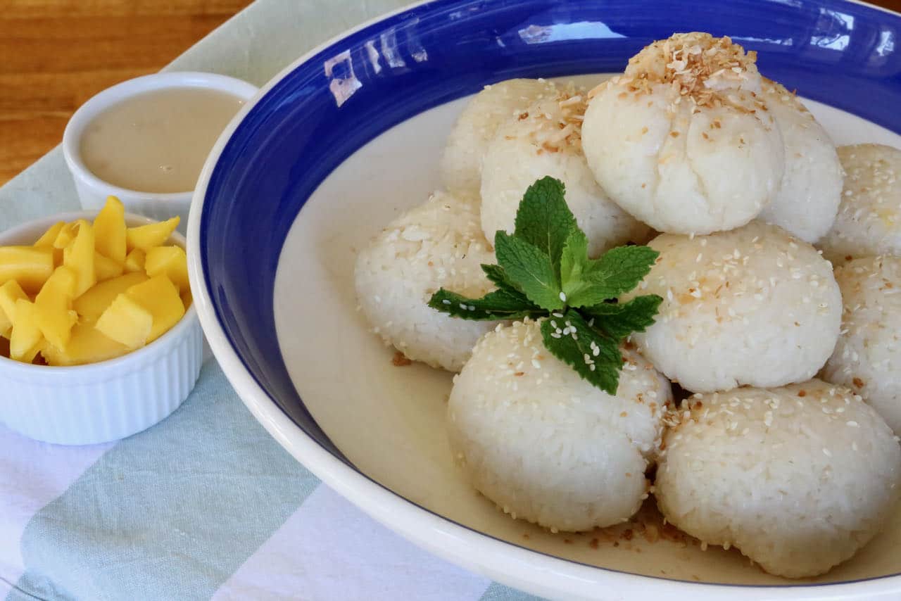 Vegan Gluten Free Thai Coconut Mango Glutinous Rice Balls Recipe