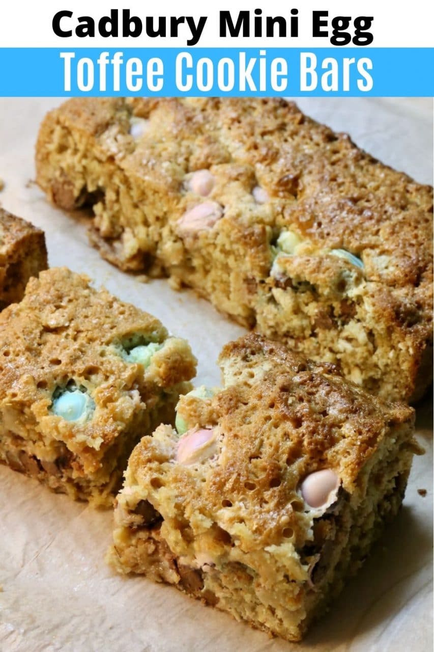 Save our Easter Cadbury Mini Egg Cookie Bars recipe to Pinterest!