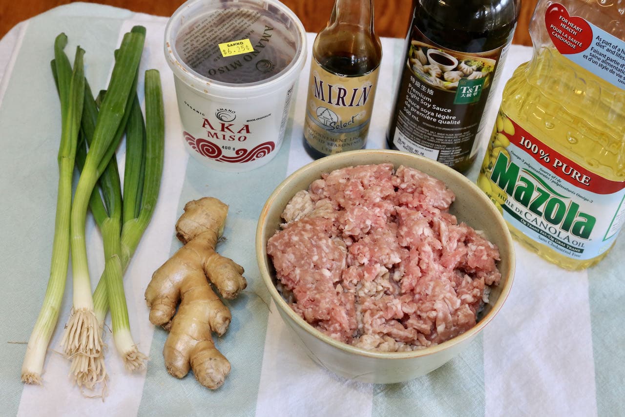Easy Miso Pork Stir Fry recipe ingredients. 