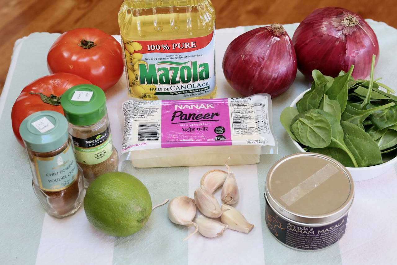 Healthy Vegetarian Indian Paneer Tikka Salad recipe ingredients.