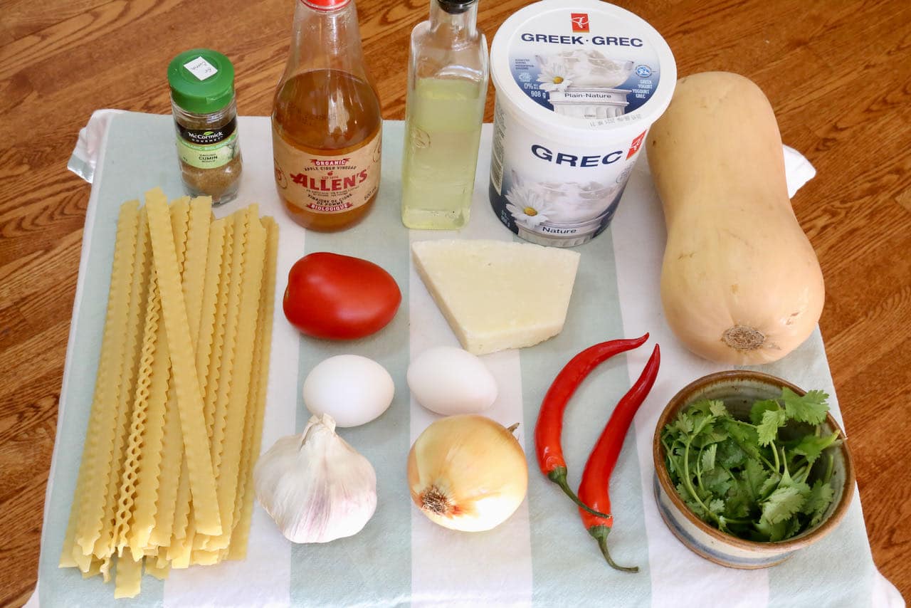 Vegetarian Mafalda Pasta Noodles recipe ingredients. 