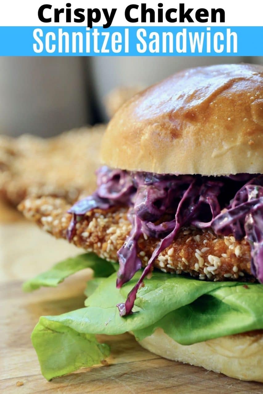 Save our Easy Crispy Chicken Schnitzel Sandwich Recipe to Pinterest!
