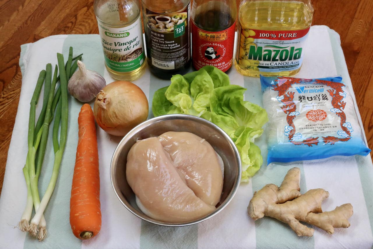 Traditional Chicken Yuk Sung Chinese Lettuce Wraps recipe ingredients.