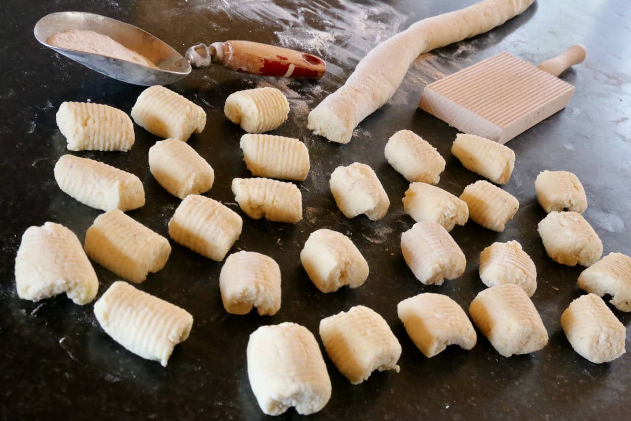 Use a gnocchi paddle or tines of a fork to form Dunderi dumplings.