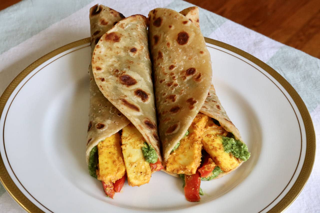Serve two Paneer Kathi Rolls as a light lunch or on-the-go snack.
