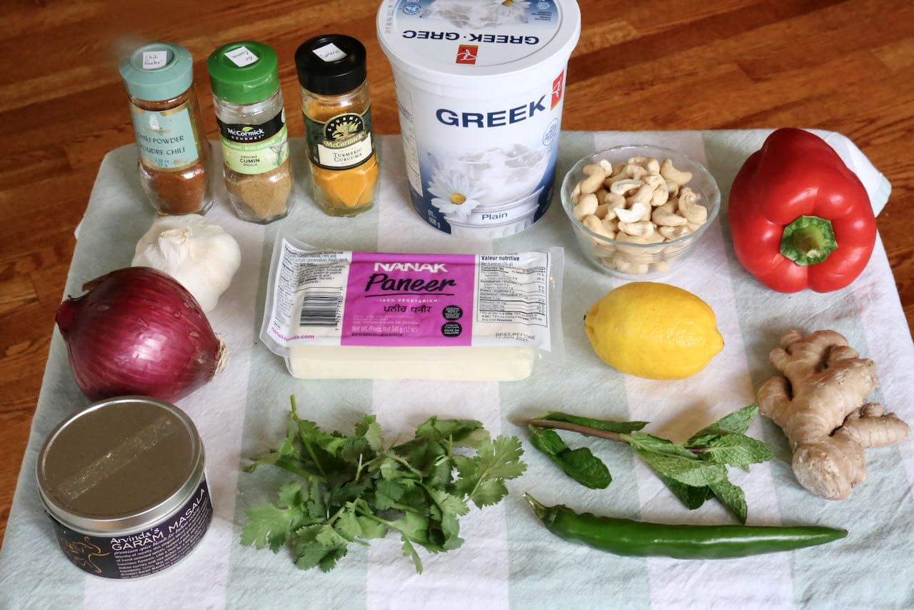 Vegetarian Paneer Roll recipe ingredients.
