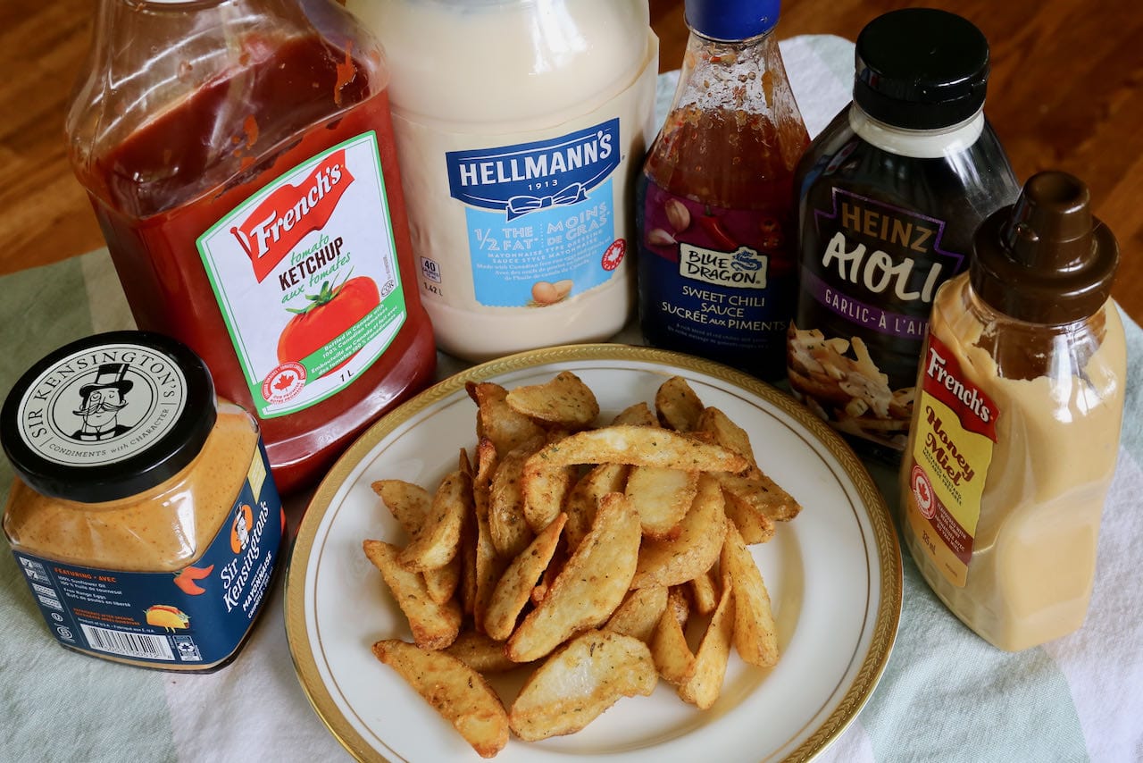 You can serve Air Fried Potato Wedges as a crispy snack with a selection of dips or sauces.