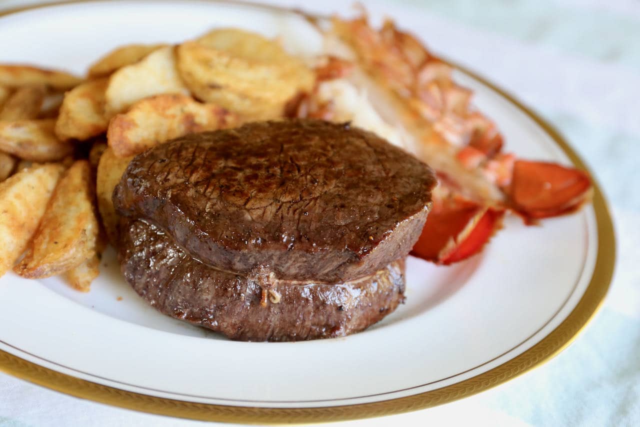 Enjoy a surf & turf feast by serving air fryer filet mignon with shrimp or lobster.