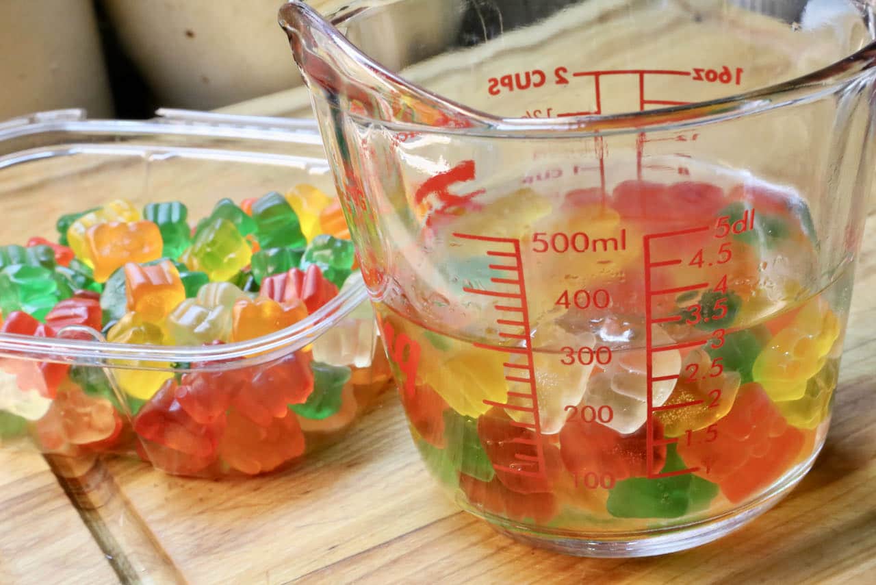 Boozy Gummy Bears soak in vodka and over time the candy absorbs the alcohol.