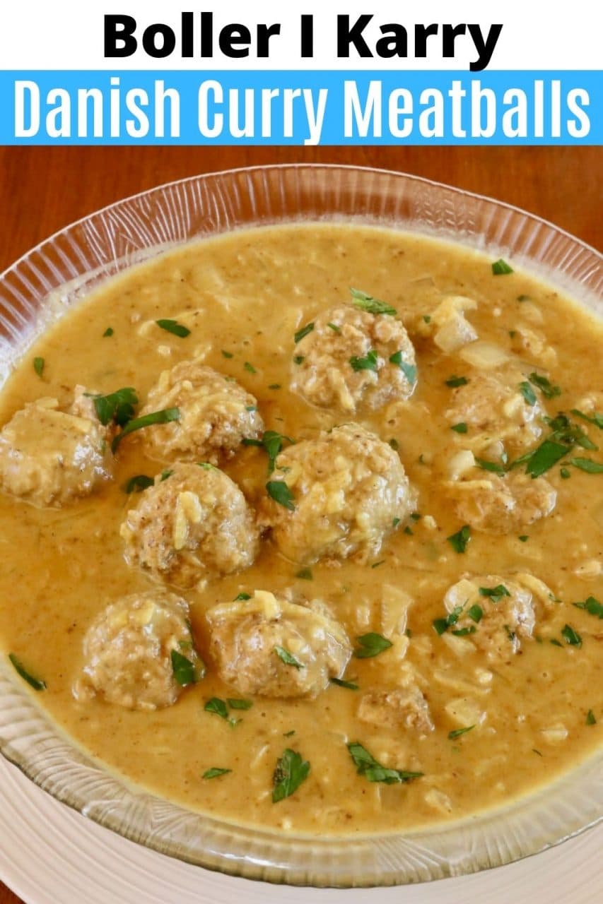 Save our Boller I Karry Traditional Danish Meatballs in Curry Recipe to Pinterest!