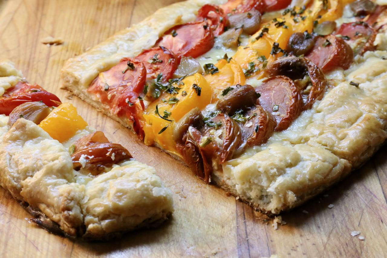 Serve the French Tomato Tart in slices for breakfast, lunch or dinner.