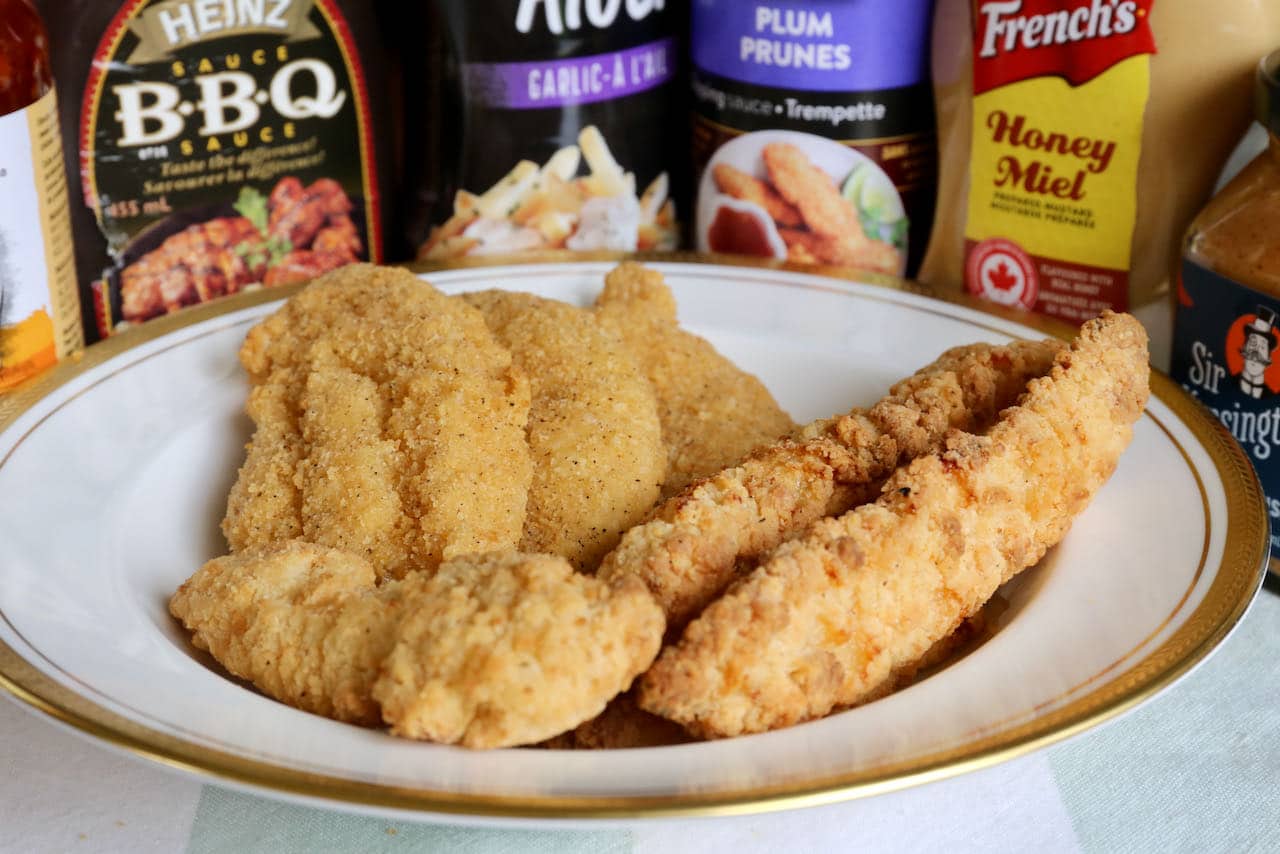 Crispy chicken fingers, tenders and strips are a great snack, appetizer or main dish for kids.