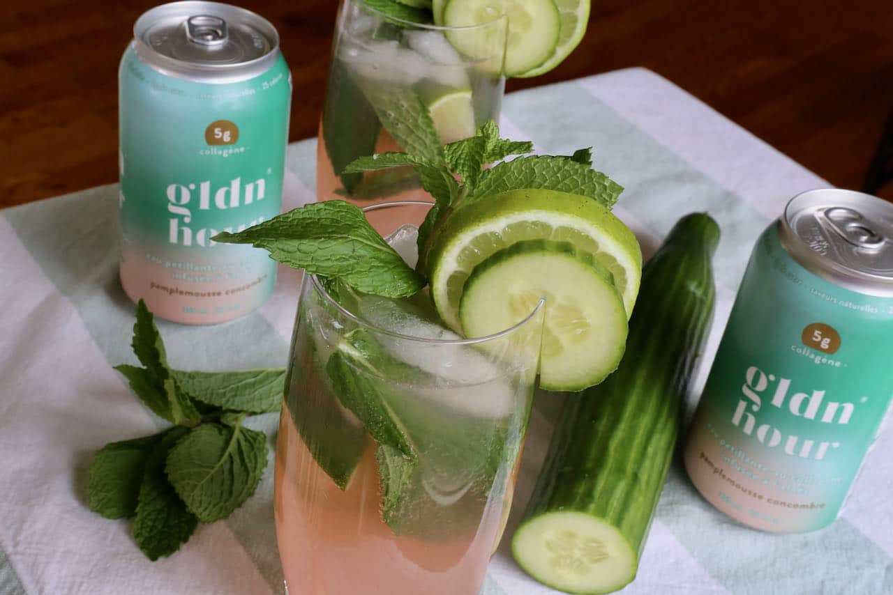 Now you're an expert on how to make the best healthy GLDN Hour Sparkling Collagen Water Cocktail.