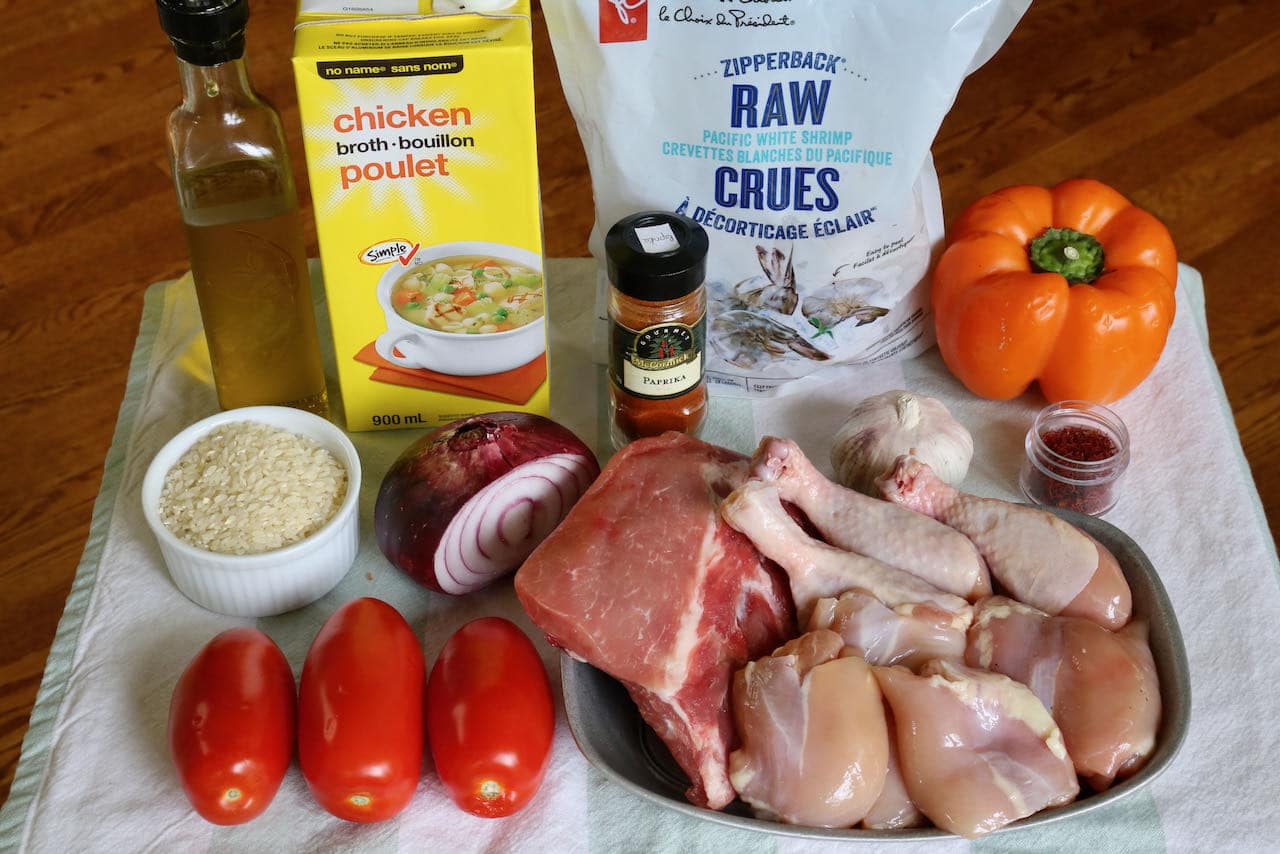 Homemade Mexican Paella recipe ingredients.  