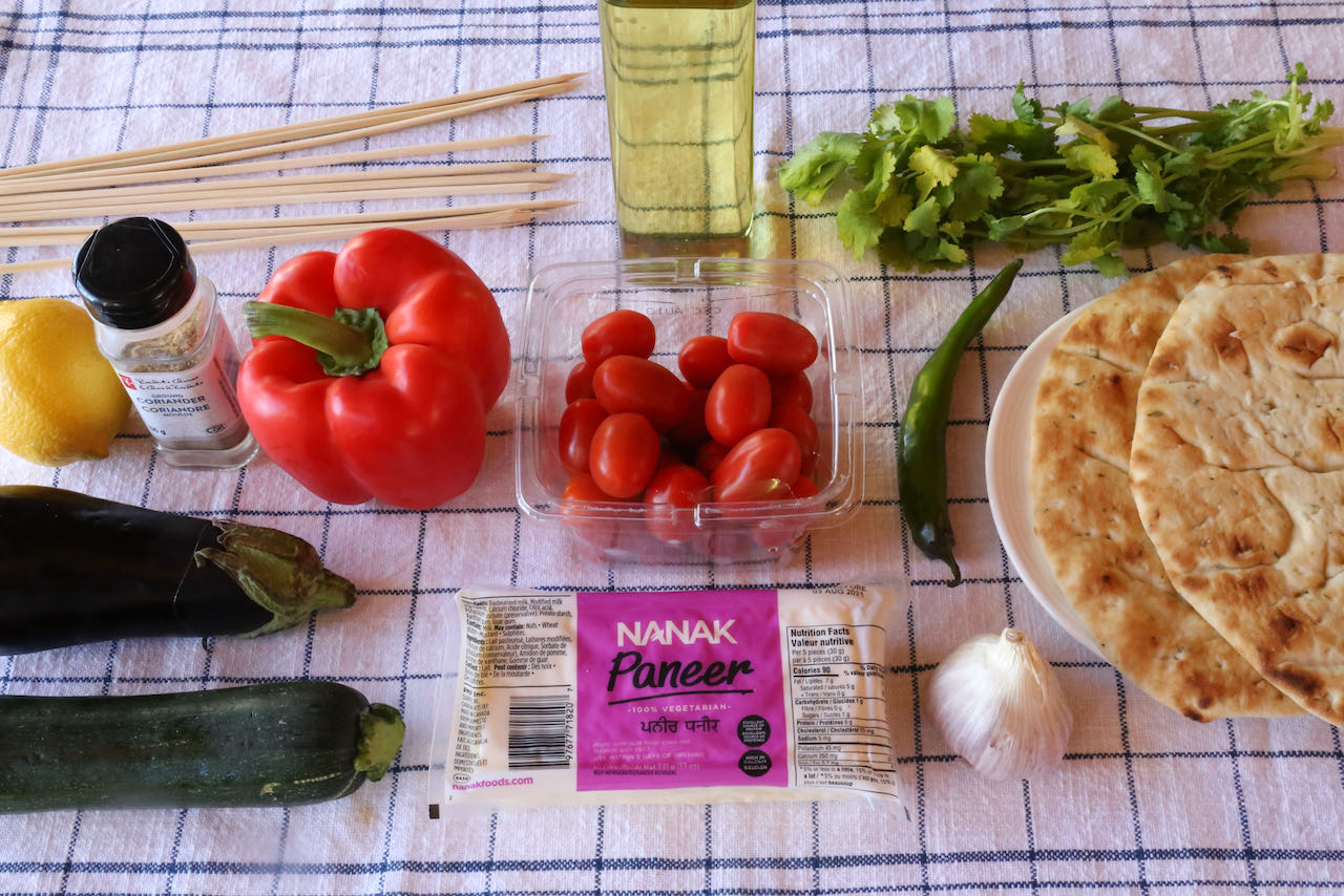 Traditional Vegetarian Paneer Kebabs recipe ingredients. 