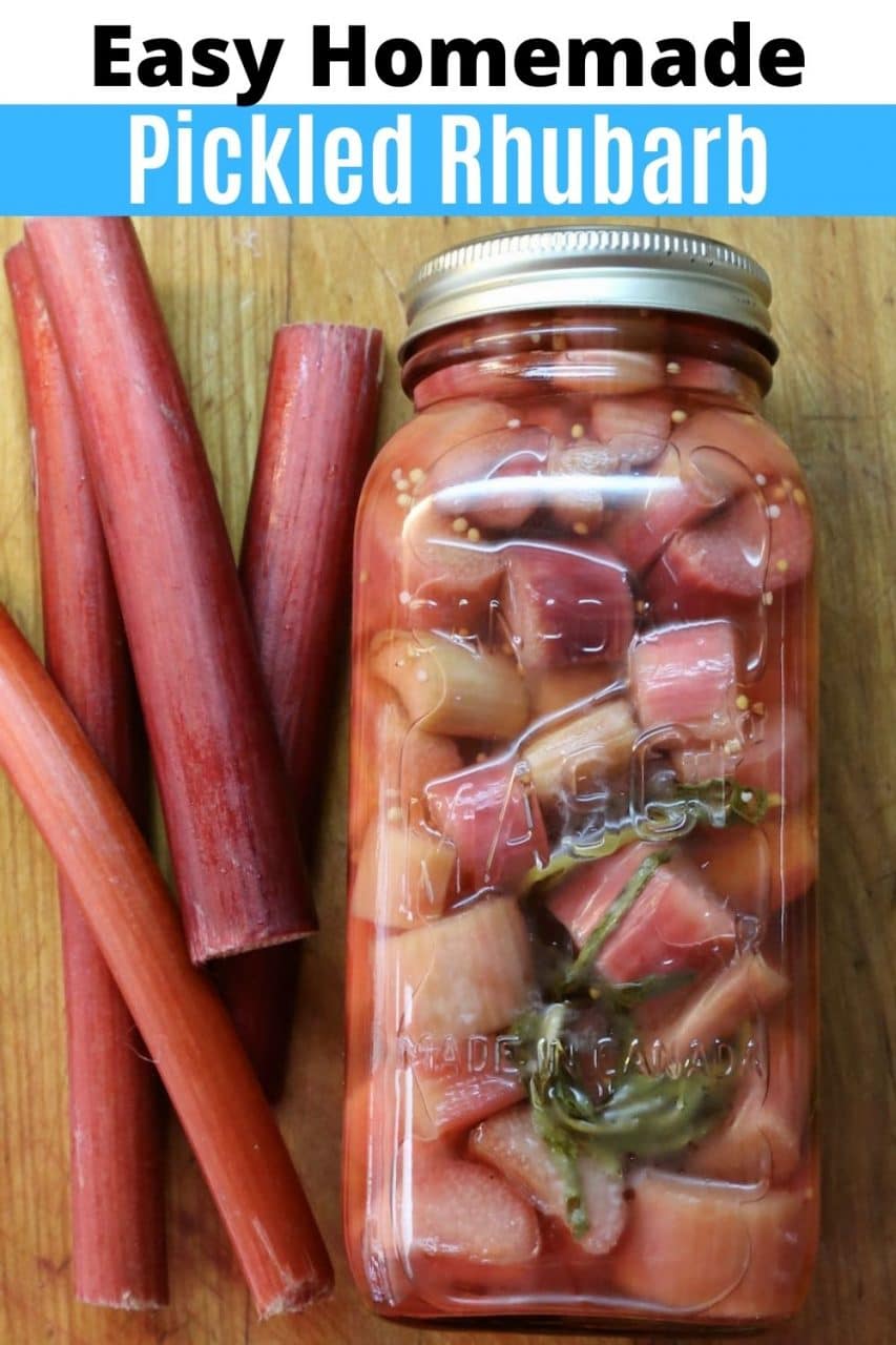 Save our Easy Homemade Pickled Rhubarb Recipe to Pinterest!