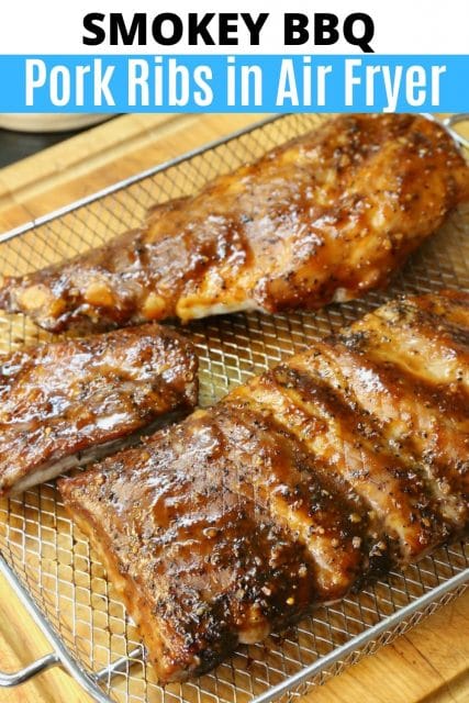 Smoky BBQ Bone In Air Fryer Pork Ribs Recipe - dobbernationLOVES