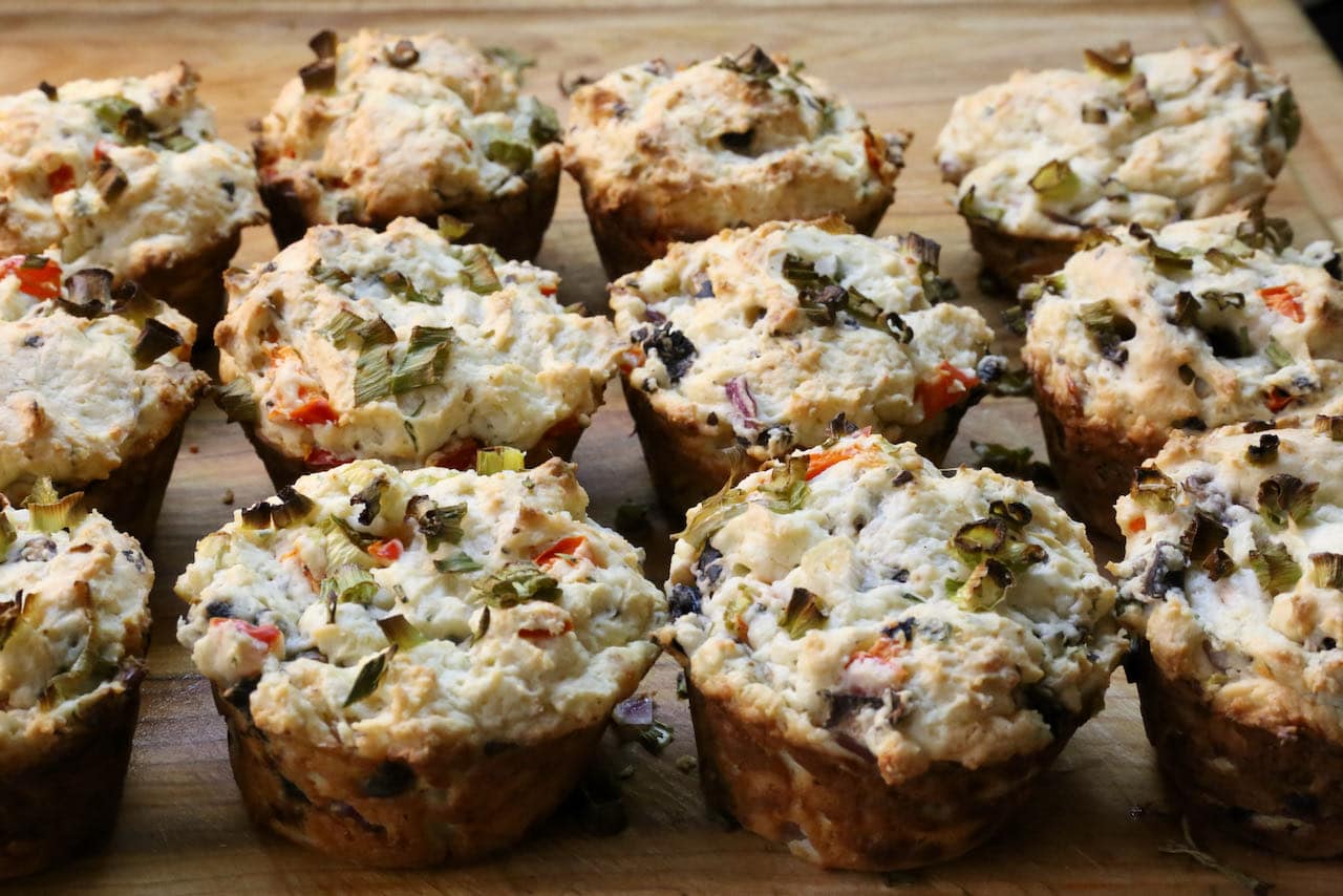 We love serving these Savoury Vegetable Muffins at breakfast with scrambled eggs.