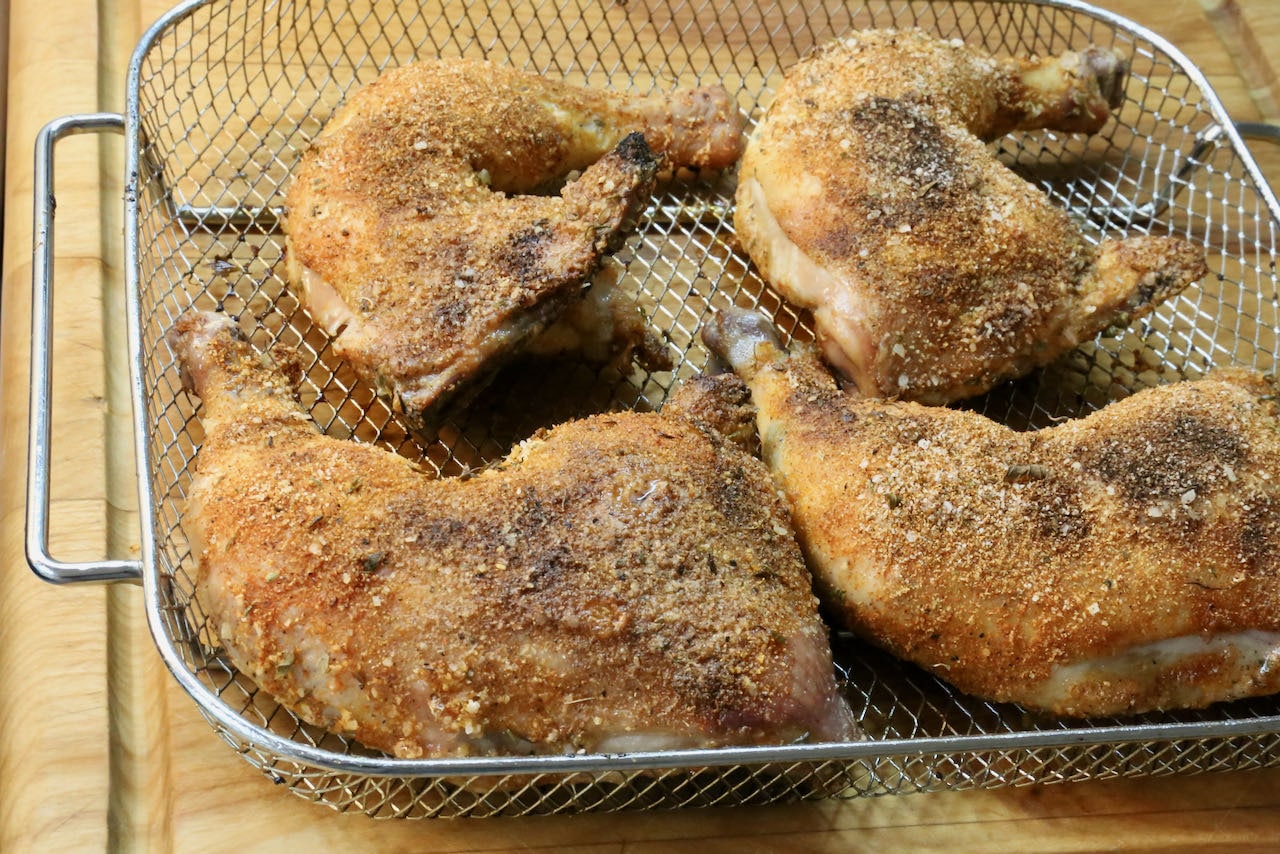Roasted Air Fryer Chicken Legs feature a tasty crispy seasoned skin. 