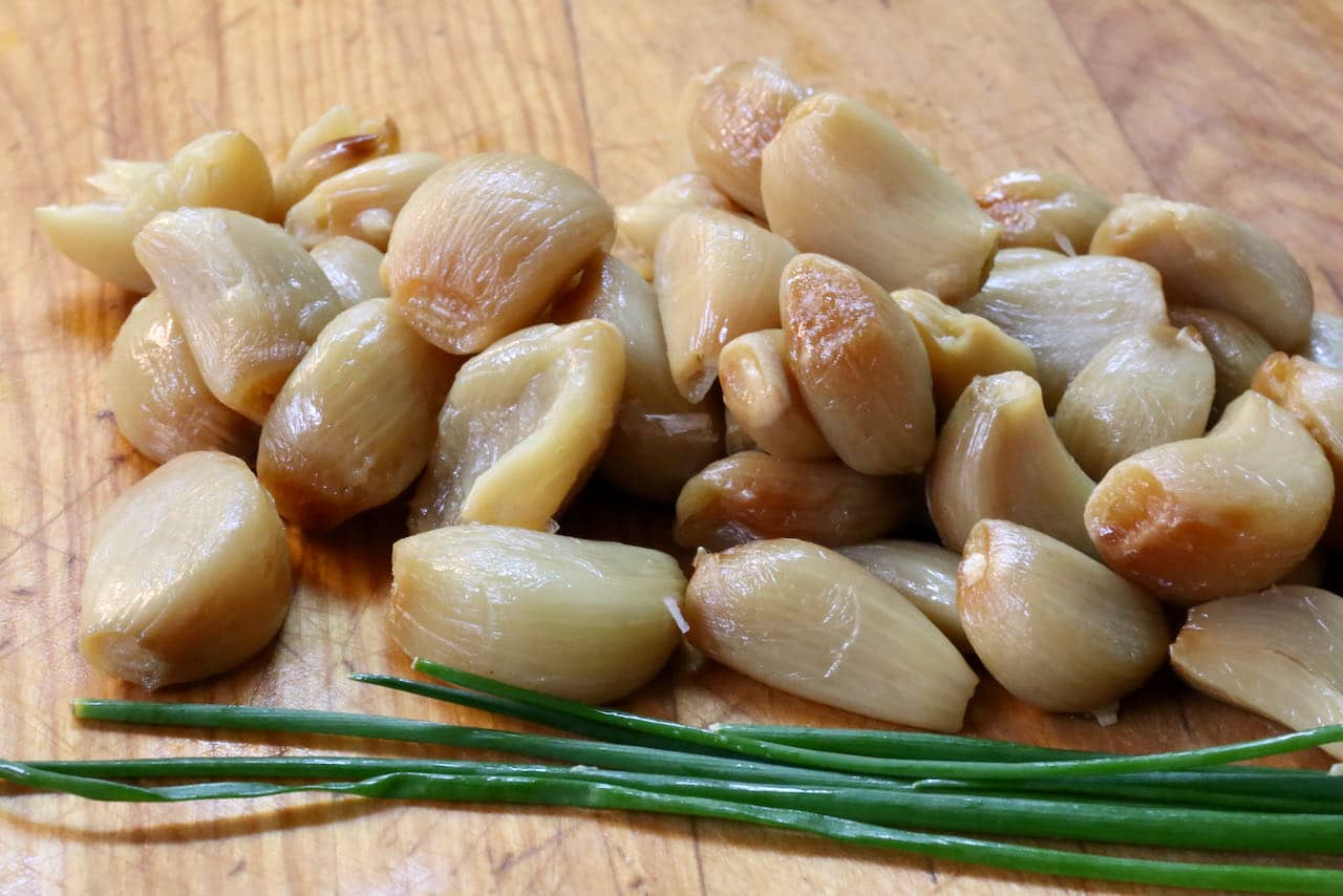 Air Fryer Roasted Garlic are easy to remove. Simply press each clove and the cooked garlic will pop out.