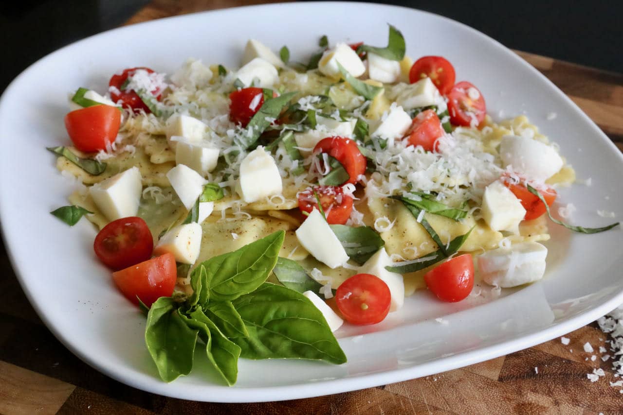 We love serving healthy Caprese Ravioli as a light entree during the spring or summer. 