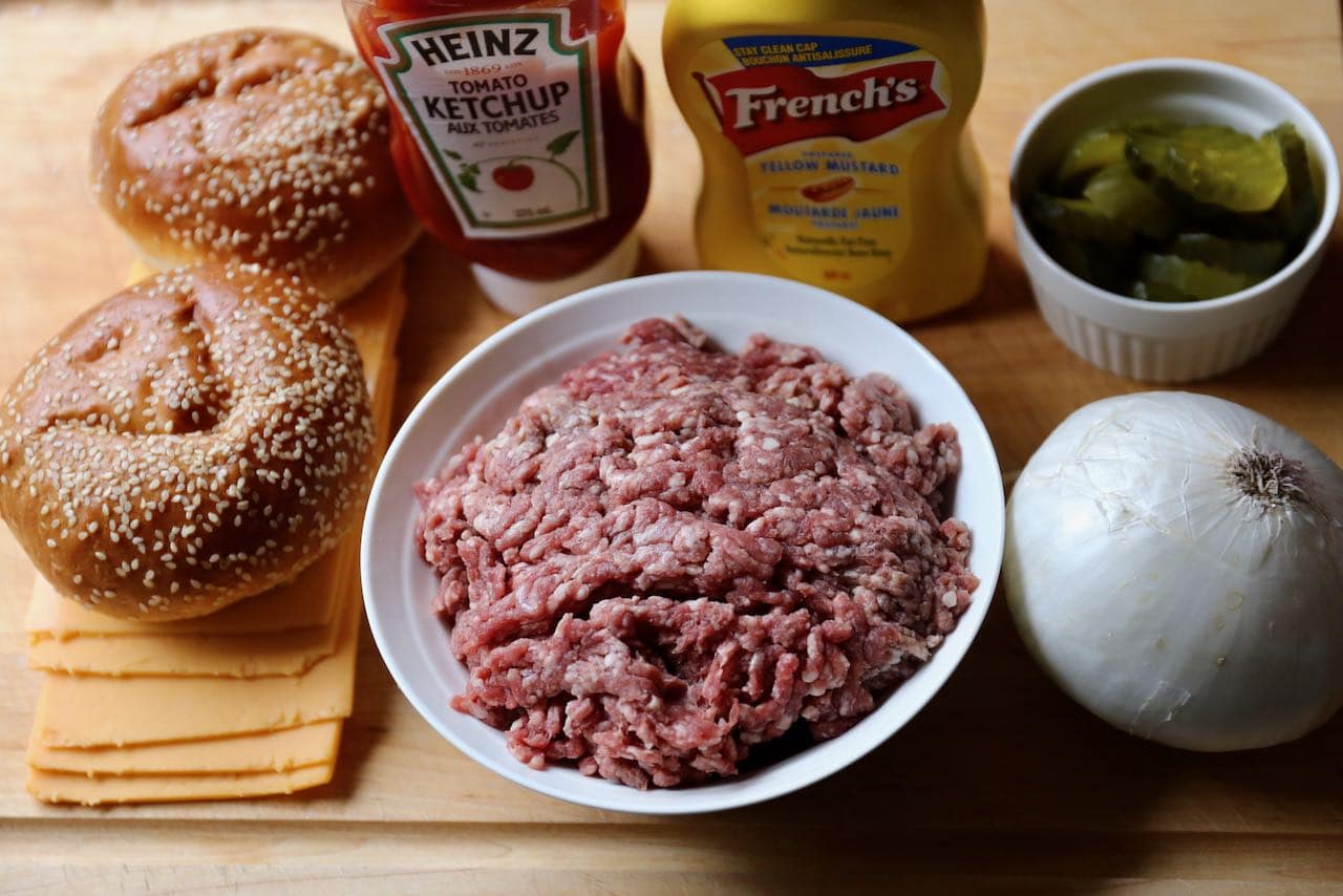 Traditional Oklahoma Fried Onion Burger recipe ingredients.