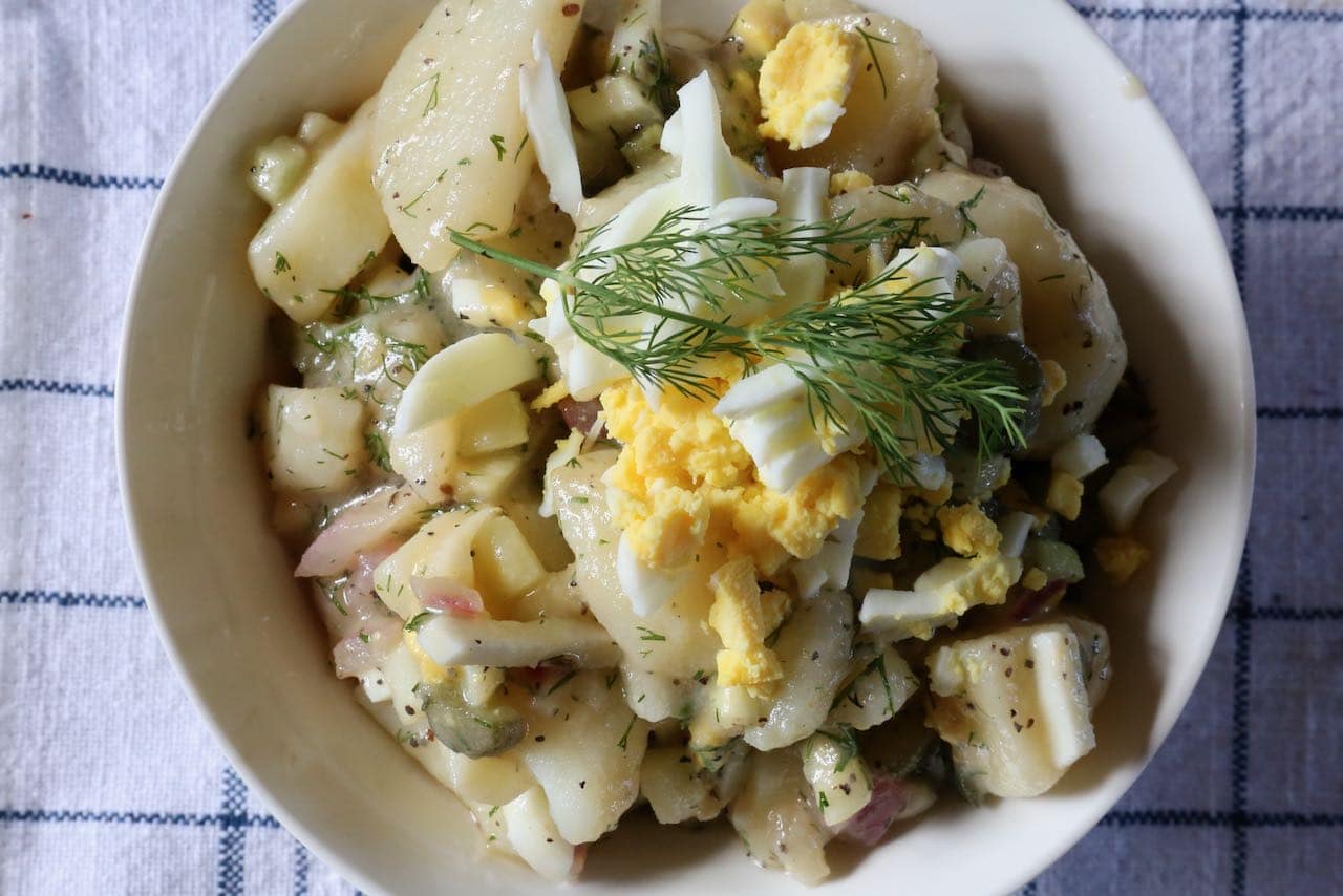Our Austrian Potato Salad recipe can be enjoyed warm or cold. 