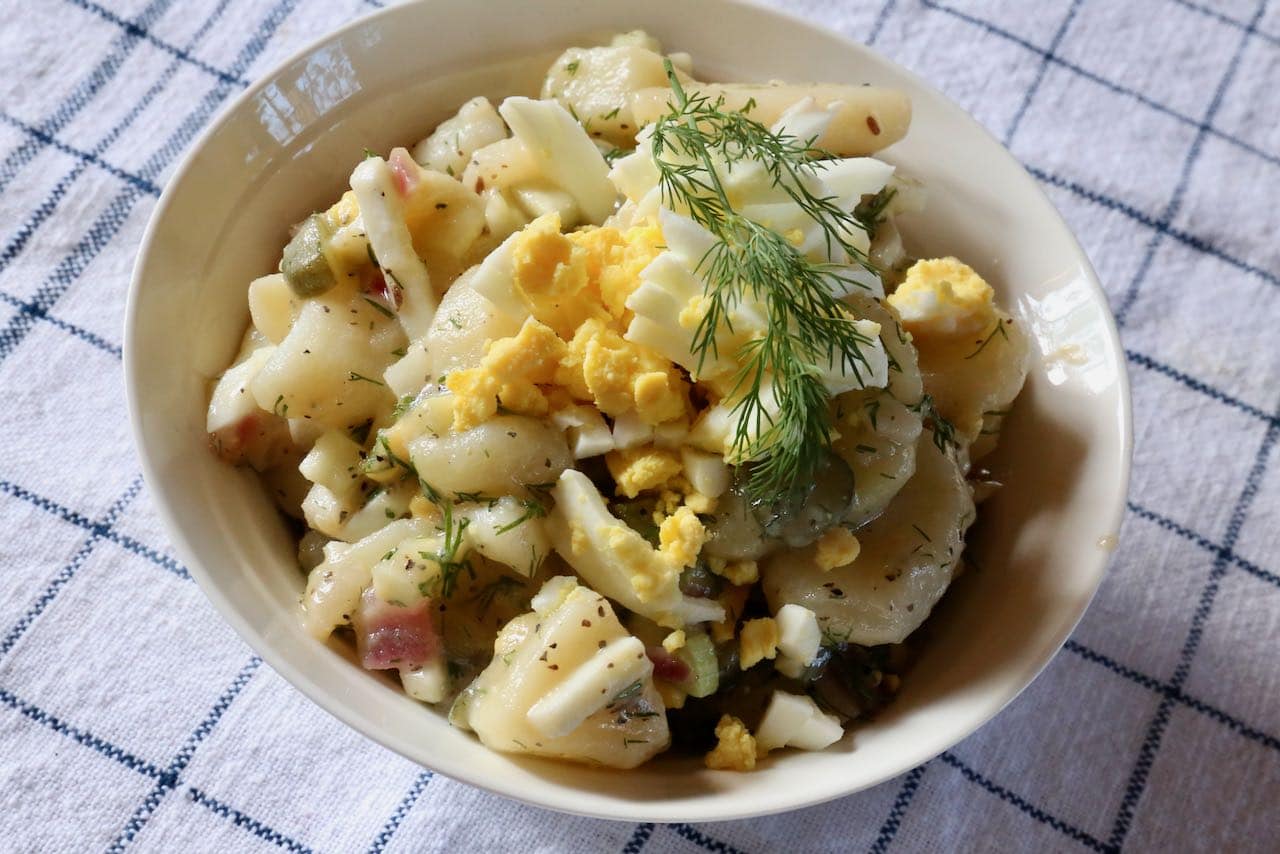 Now you're an expert on how to make the best Erdapfelsalat Warm Austrian Potato Salad recipe!