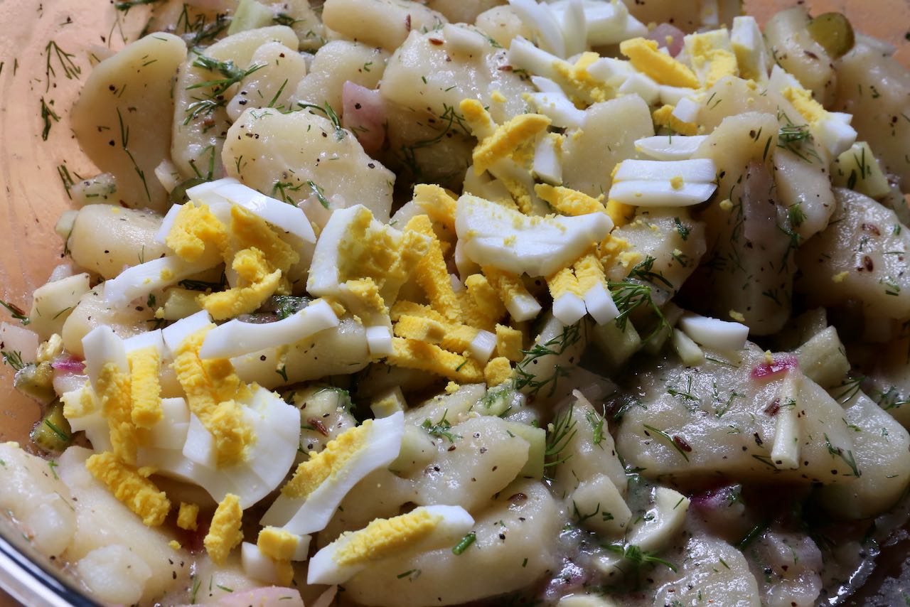 We love serving warm Austrian Potato Salad at summer picnics with sandwiches or quiche.