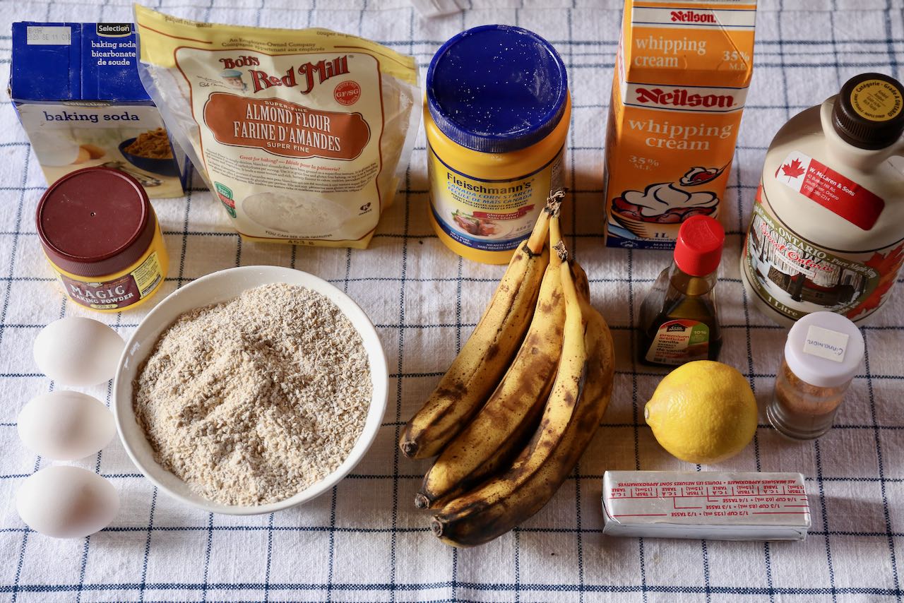 Homemade Gluten Free Banana Cake recipe ingredients.